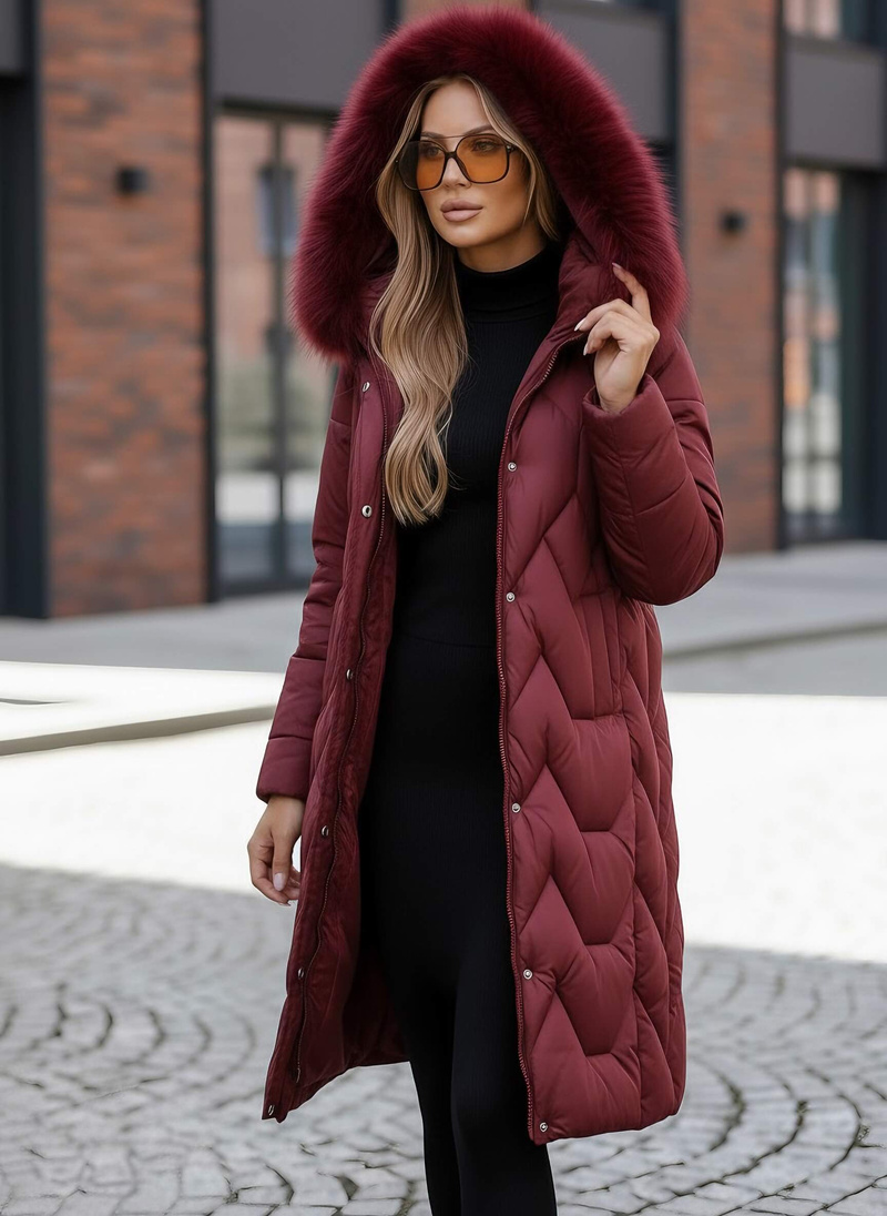 Γυναικείο χειμωνιάτικο μπουφάν - μπορντό OZONEE JS/5M3229/1