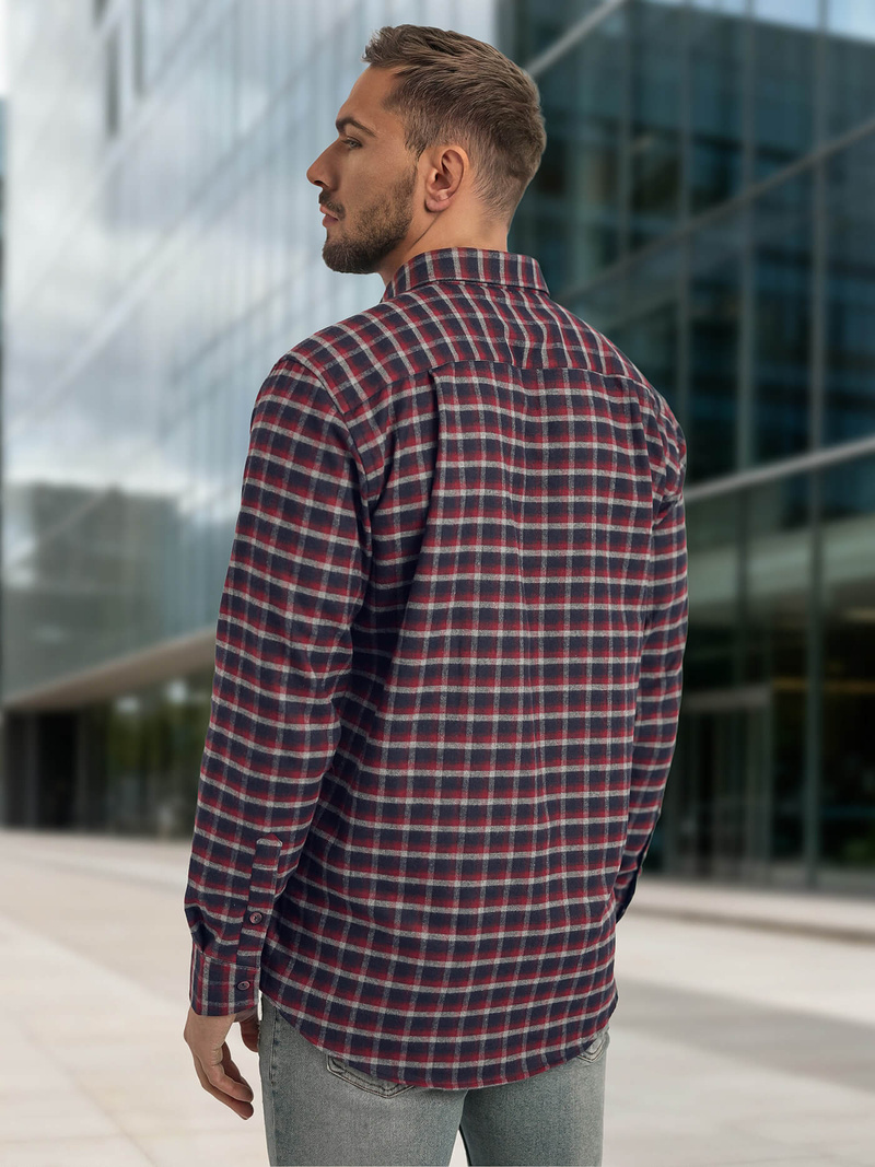 Ανδρικό πουκάμισο μπορντό OZONEE V/V176