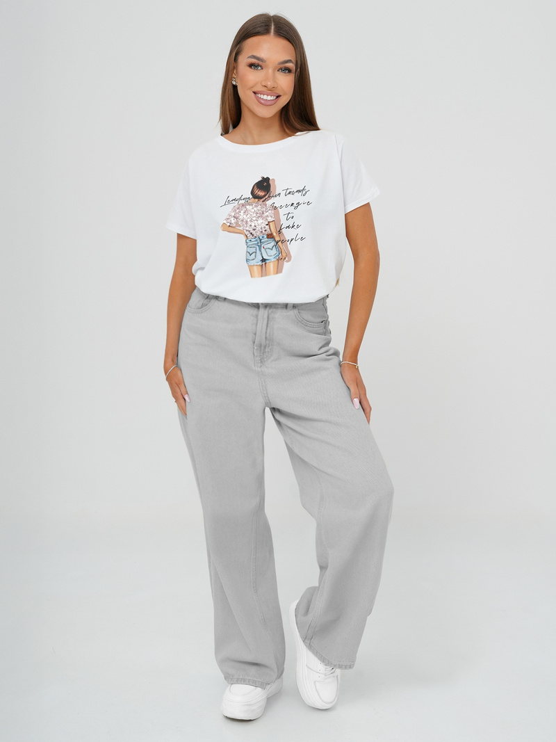 Γυναικείο μπλουζάκι λευκό OZONEE JS/95T2573/1