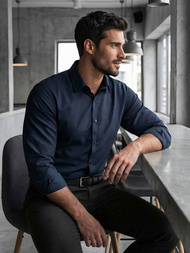 Ανδρικό πουκάμισο ναυτικό μπλε OZONEE V/V188Z