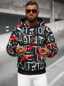 Ανδρικό Φούτερ με Kουκούλα Mαύρος OZONEE JS/8B1233/3