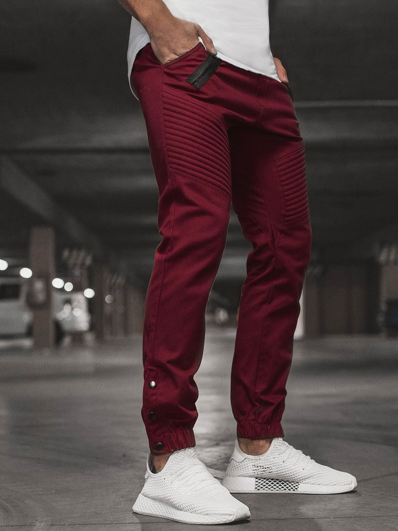 Ανδρικό παντελόνι chino jogger μπορντό OZONEE A/0952