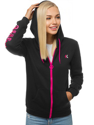 Γυναικείο φούτερ με κουκούλα μαύρο OZONEE JS/KSW3019