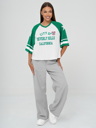 Γυναικείο μπλουζάκι ασπρό-πράσινο OZONEE JS/R62493