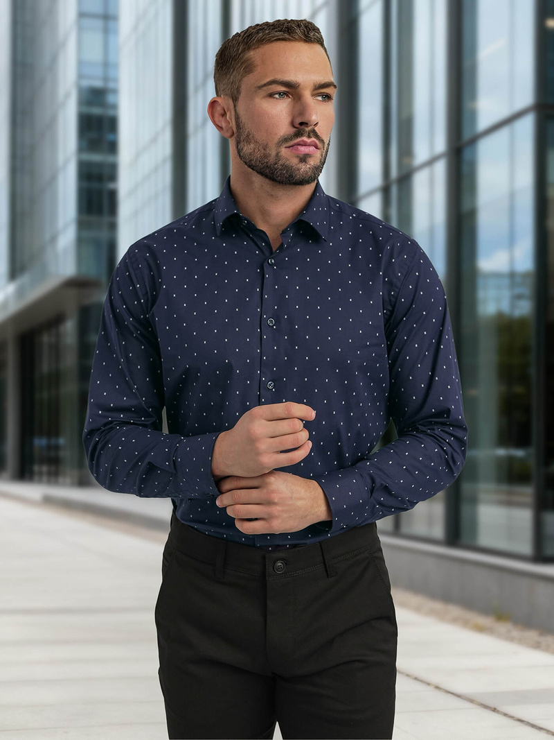 Ανδρικό πουκάμισο ναυτικό μπλε OZONEE V/V181