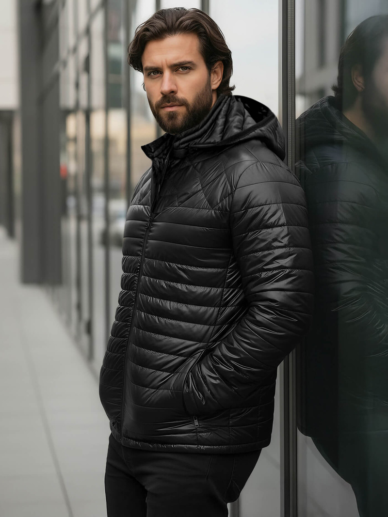 Ανδρικό μπουφάν mαύρος OZONEE JS/16M9328/392BZ