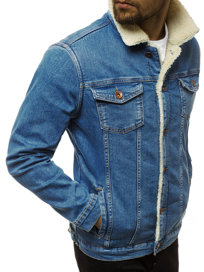 Ανδρικό τζιν μπουφάν ανοιχτό-μπλε OZONEE BN/5938