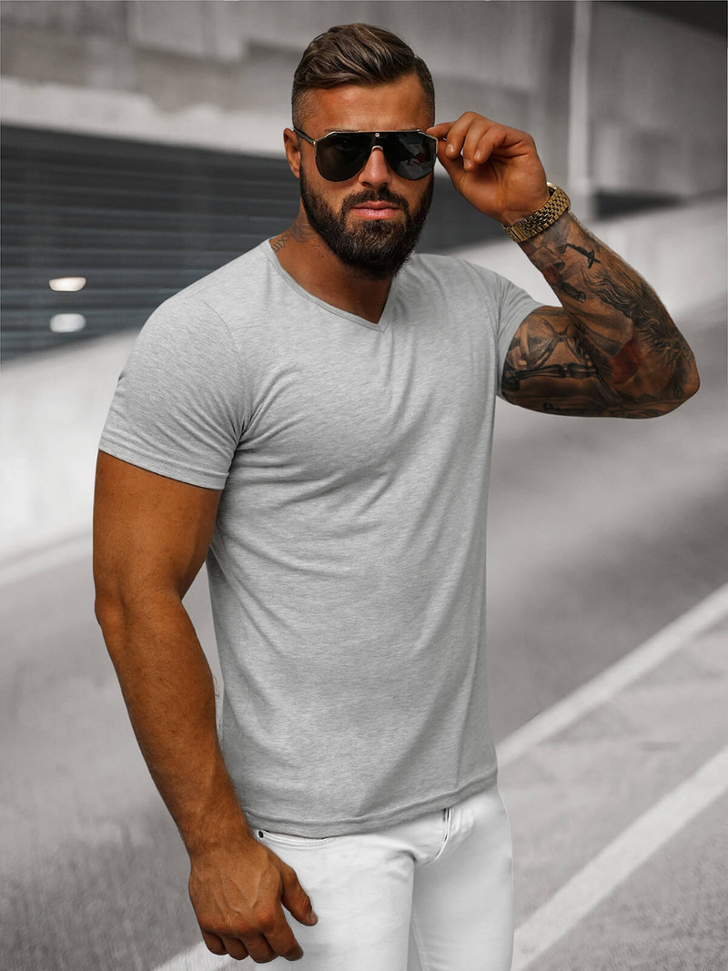 Ανδρικό μπλουζάκι γκρι OZONEE JS/712007Z