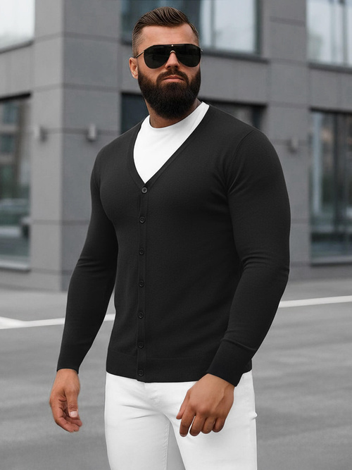 Ανδρικό πουλόβερ μαύρο OZONEE NB/MM6006/4Z