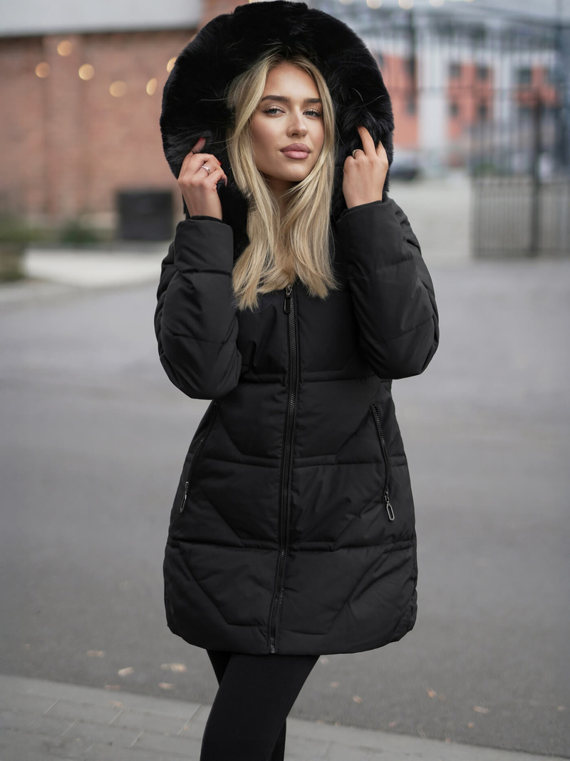 Γυναικείο μπουφάν μαύρο OZONEE JS/16M9099/392Z