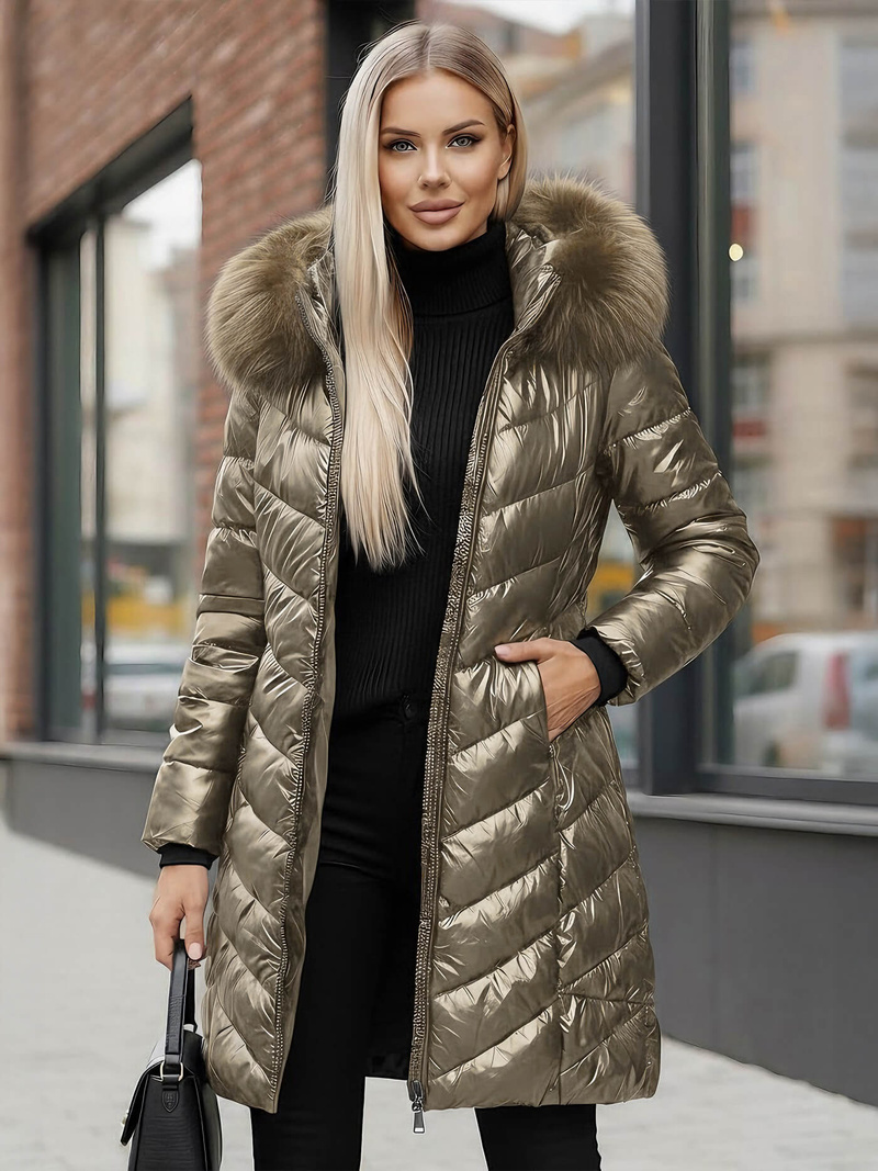 Γυναικείο μπουφάν χρυσός OZONEE JS/16M9100/403Z