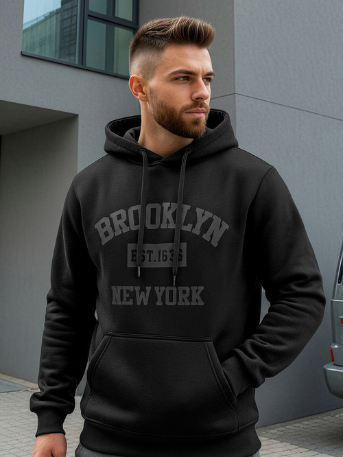 Ανδρικό Φούτερ με Κουκούλα μαύρο OZONEE JS/8B1969/3