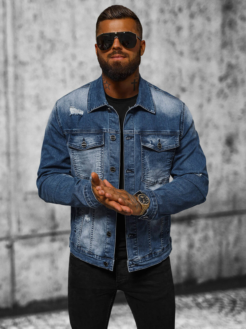 Ανδρικό τζιν μπουφάν Μπλε OZONEE NB/MJ506BZ