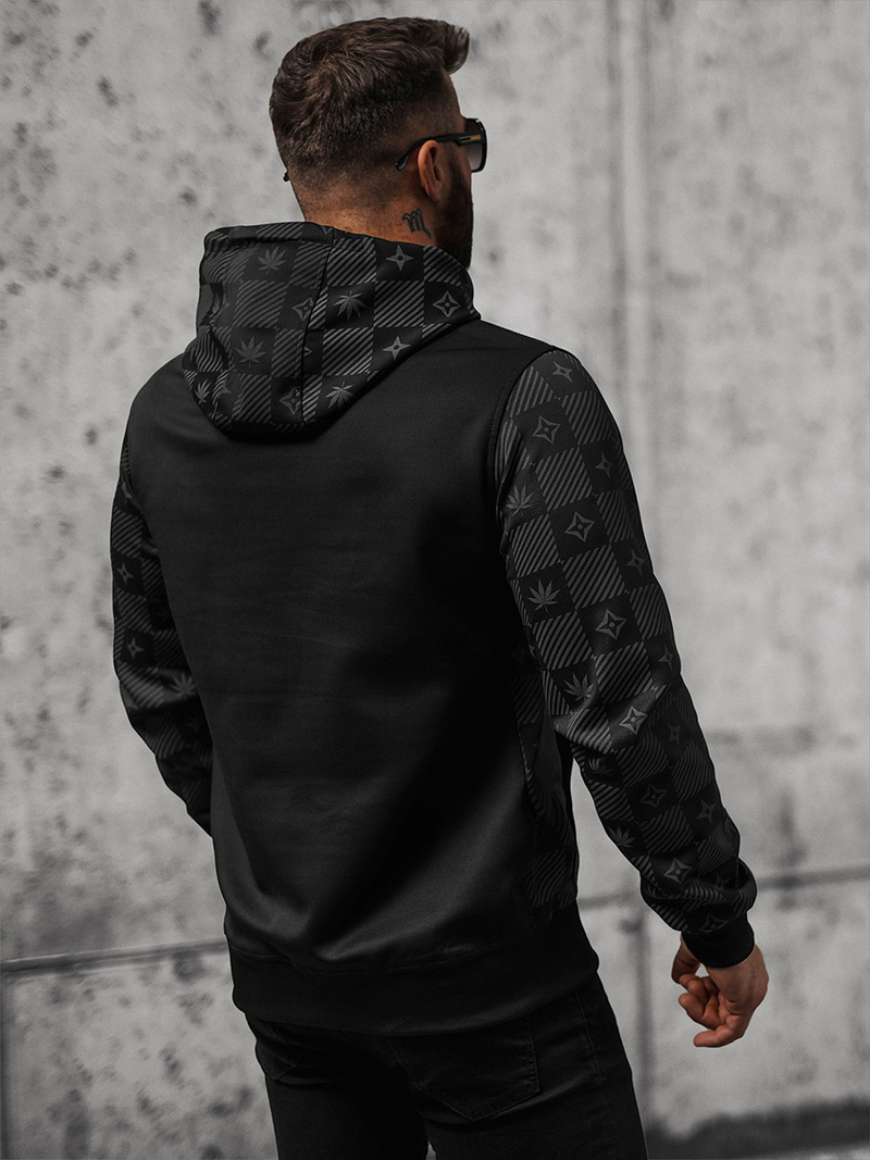 Ανδρικό Φούτερ με kουκούλα μαύρο OZONEE O/B265