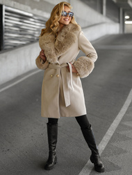 Γυναικείο παλτό eκρού OZONEE JS/61M8509/280