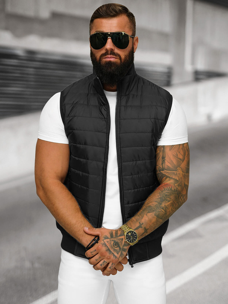 Ανδρικό αμάνικο μπουφάν μαύρο OZONEE JS/MY77Z