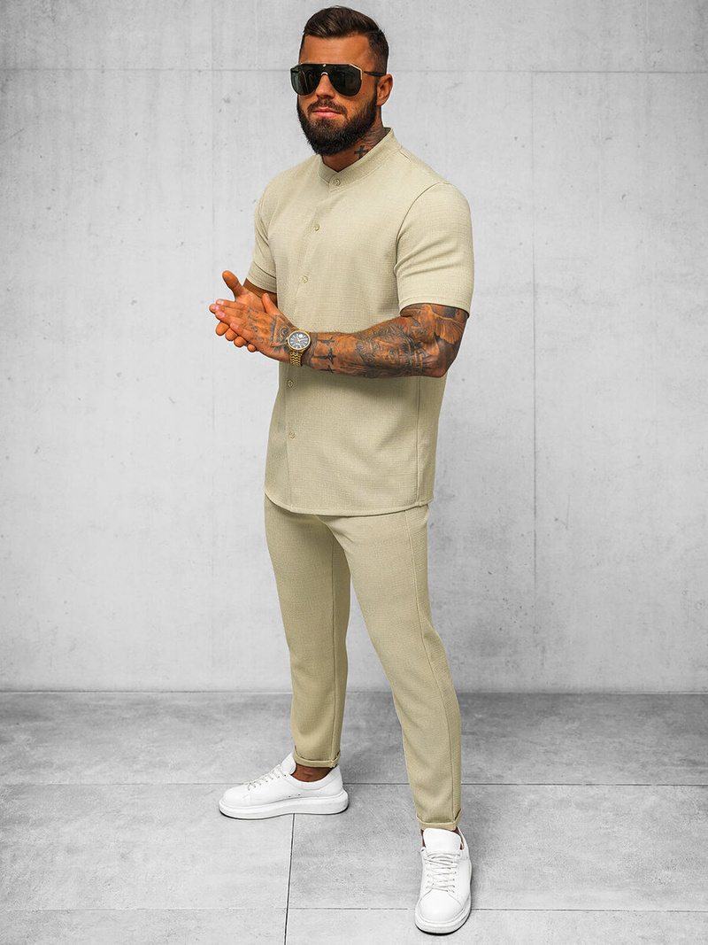 Ανδρικό σόρτς chino μπεζ OZONEE O/K971SP