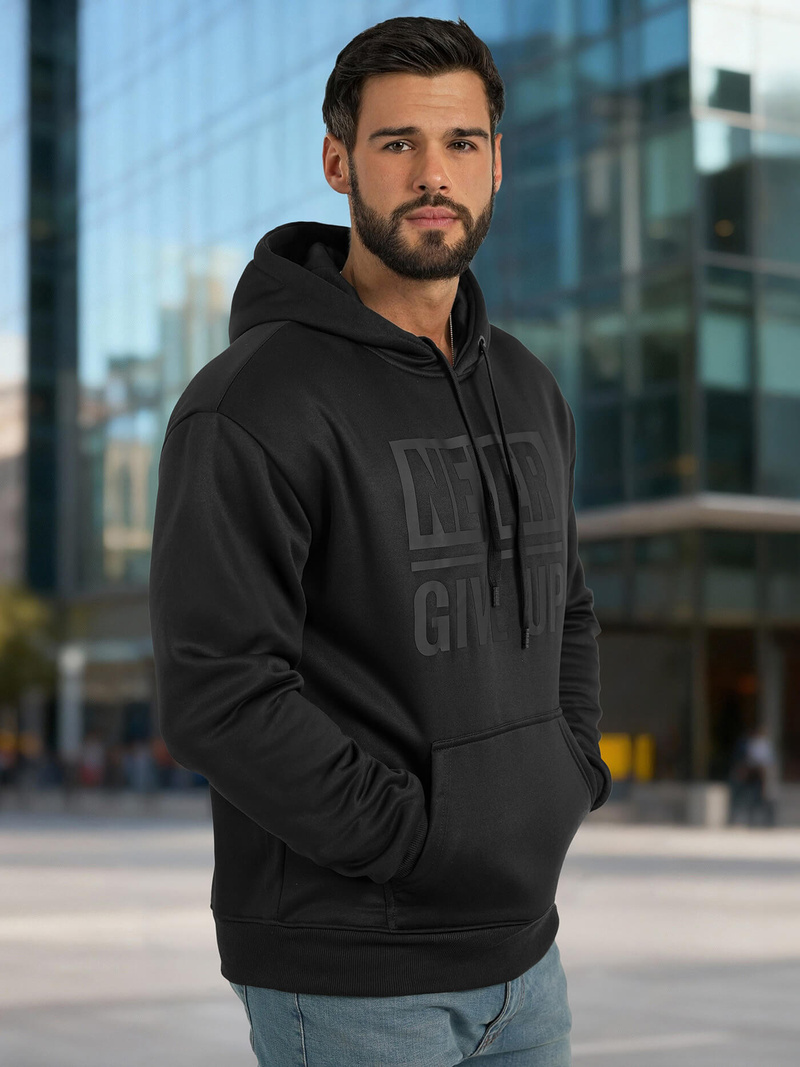 Ανδρικό Φούτερ με Κουκούλα μαύρο OZONEE JS/8B1983/3