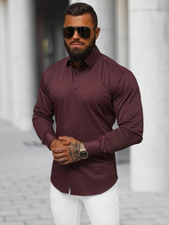 Ανδρικό πουκάμισο μπορντό OZONEE O/V109