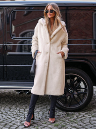 Γυναικείο χειμερινό μπουφάν από γούνα μπεζ OZONEE JS/11Z8250