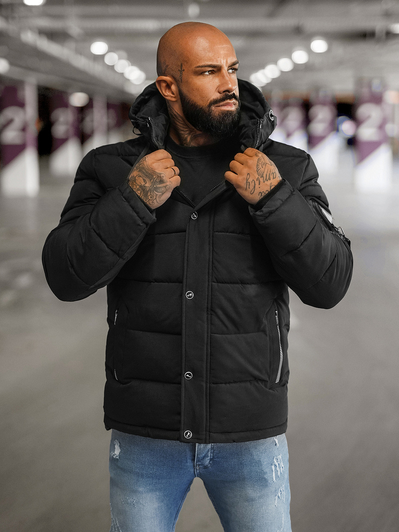 Ανδρικό μπουφάν mαύρος OZONEE JS/57M7503/392