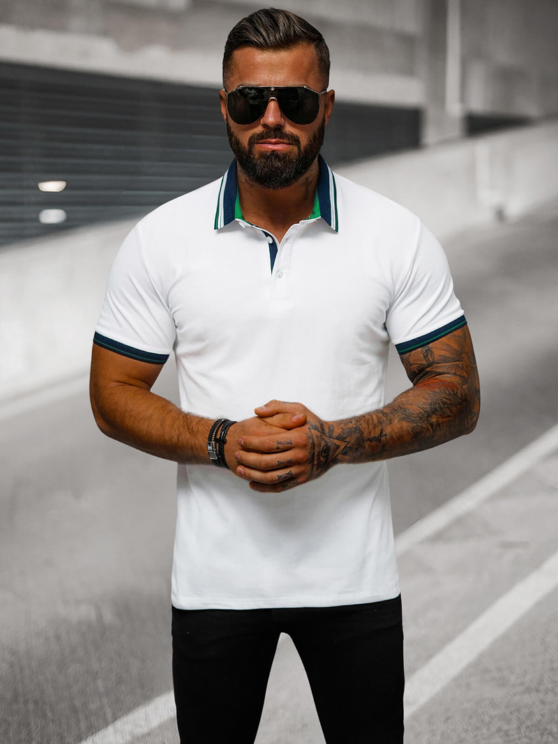 Ανδρική μπλούζα polo λευκό OZONEE O/DA729