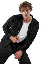 Ανδρικό πουκάμισο mαύρος OZONEE O/GOM23039