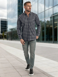 Ανδρικό πουκάμισο ναυτικό μπλε OZONEE V/V173