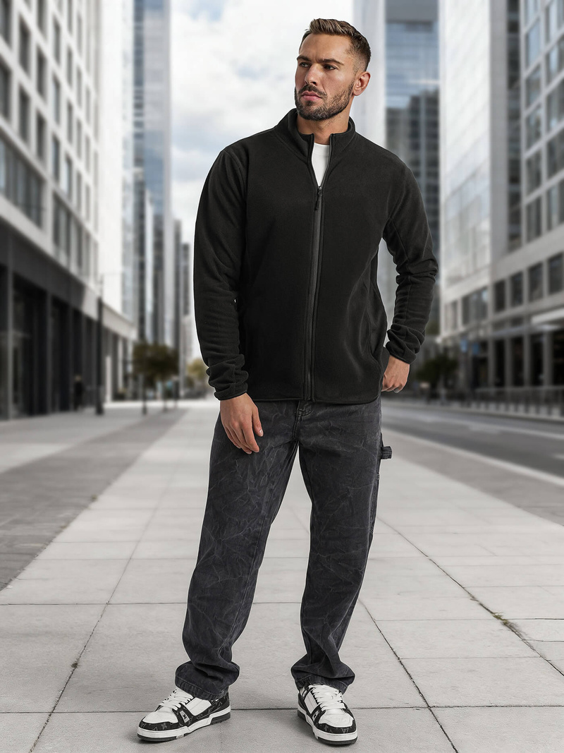 Ανδρικό φούτερ με φερμουάρ μαύρο OZONEE JS/HH016/3