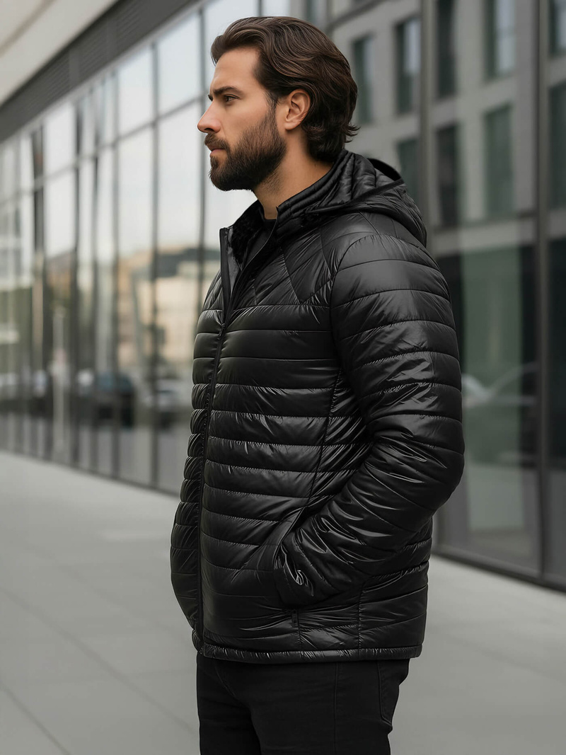 Ανδρικό μπουφάν mαύρος OZONEE JS/16M9328/392BZ