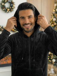 Ανδρικό βελούδινο σετ φόρμας μαύρο OZONEE JS/8C1169/3Z