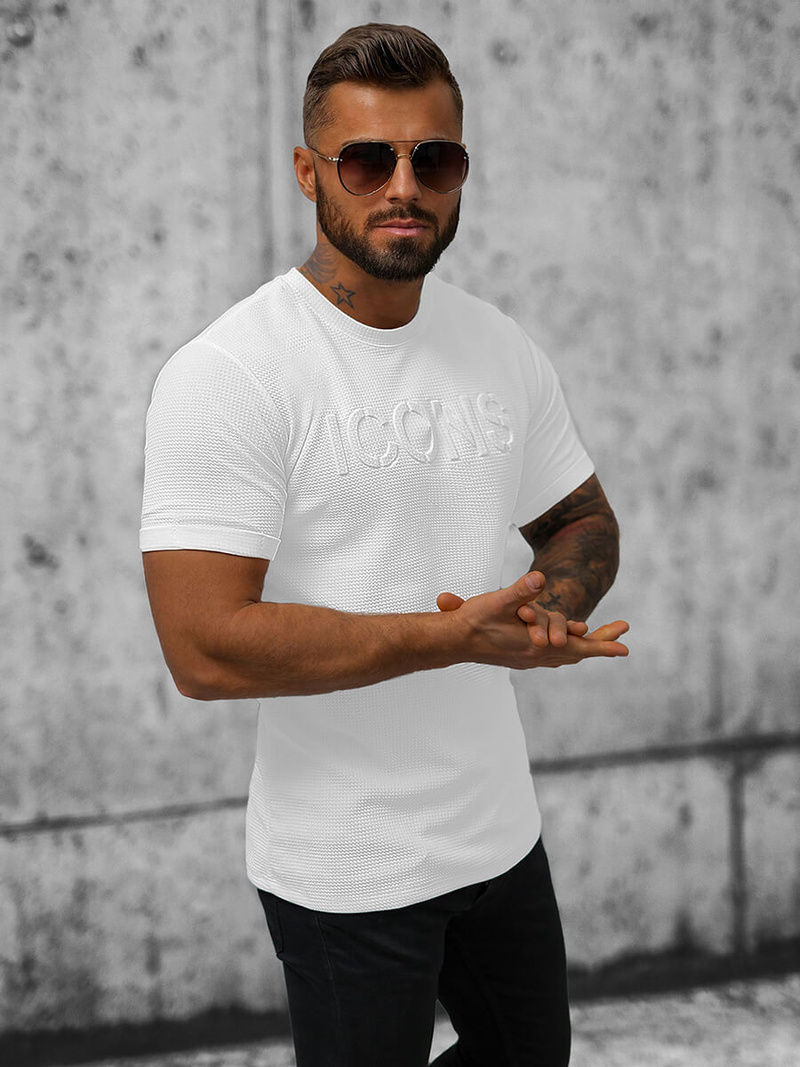 Ανδρικό μπλουζάκι λευκό OZONEE O/JW533B