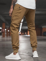 Ανδρικό παντελόνι chino jogger κάμελ OZONEE O/11103