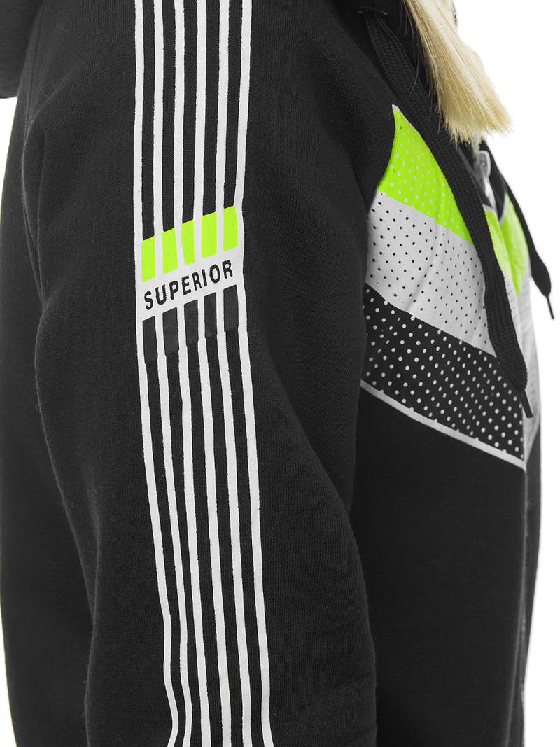 Γυναικείο φούτερ με κουκούλα μαύρο OZONEE JS/KSW3005