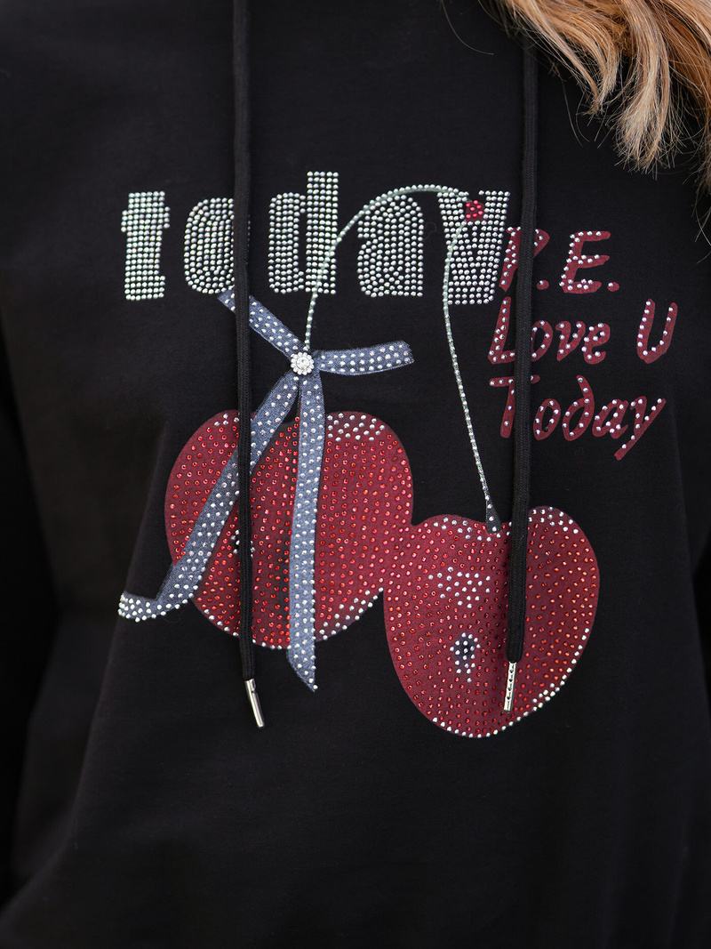 Γυναικείο φούτερ μαύρο OZONEE JS/8B856/3