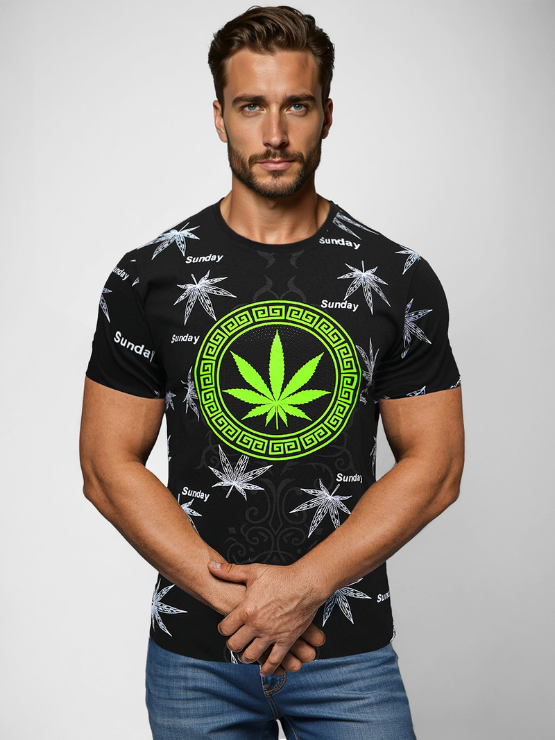 Ανδρικό μπλουζάκι μαύρο OZONEE O/T139/3Z