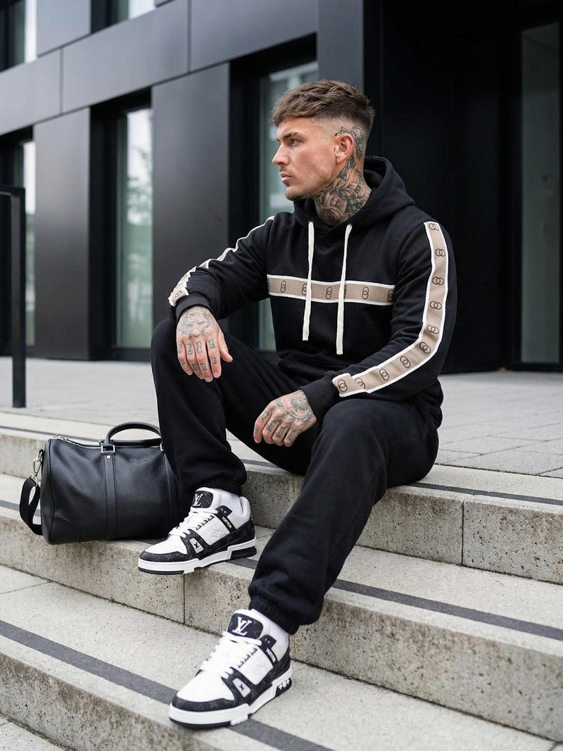 Ανδρικό Φούτερ με Κουκούλα μαύρο OZONEE JS/8B1729/3Z