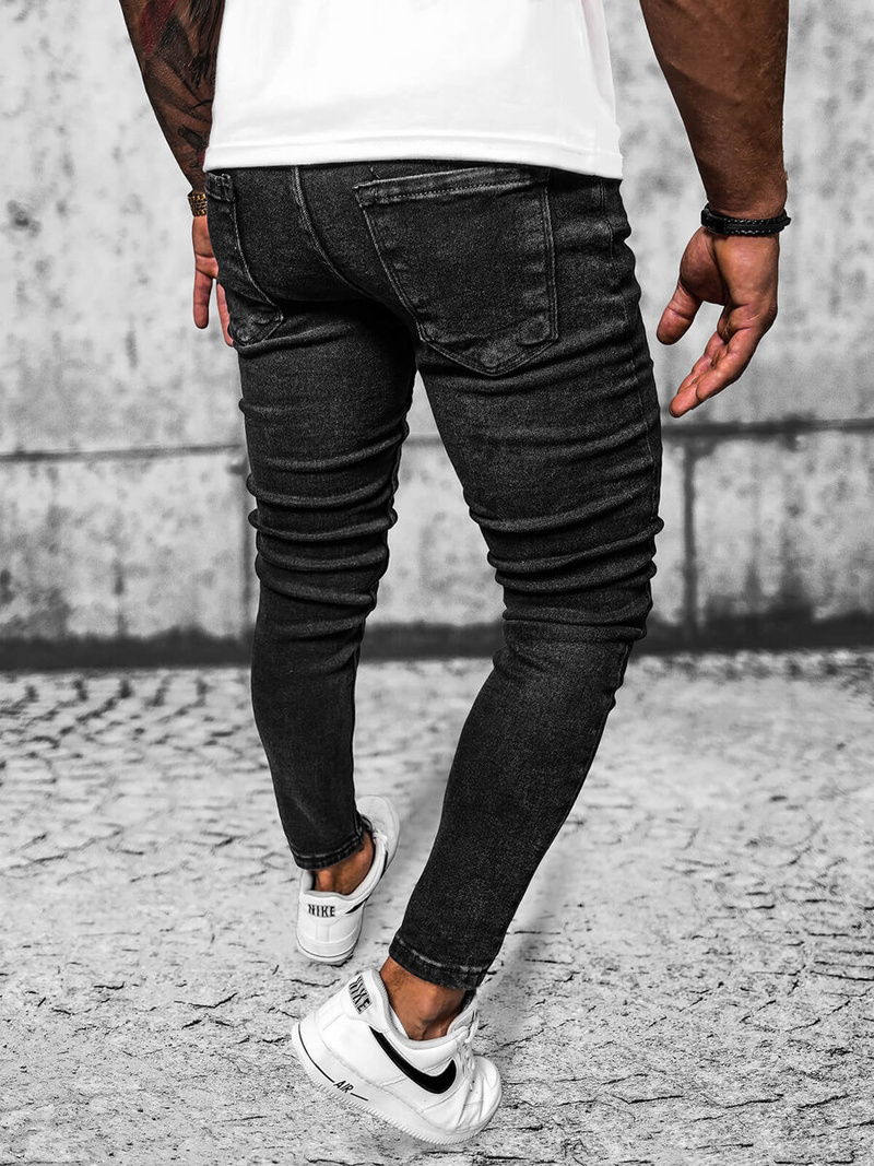 Ανδρικό τζιν παντελόνι mαύρος OZONEE E/6540/01