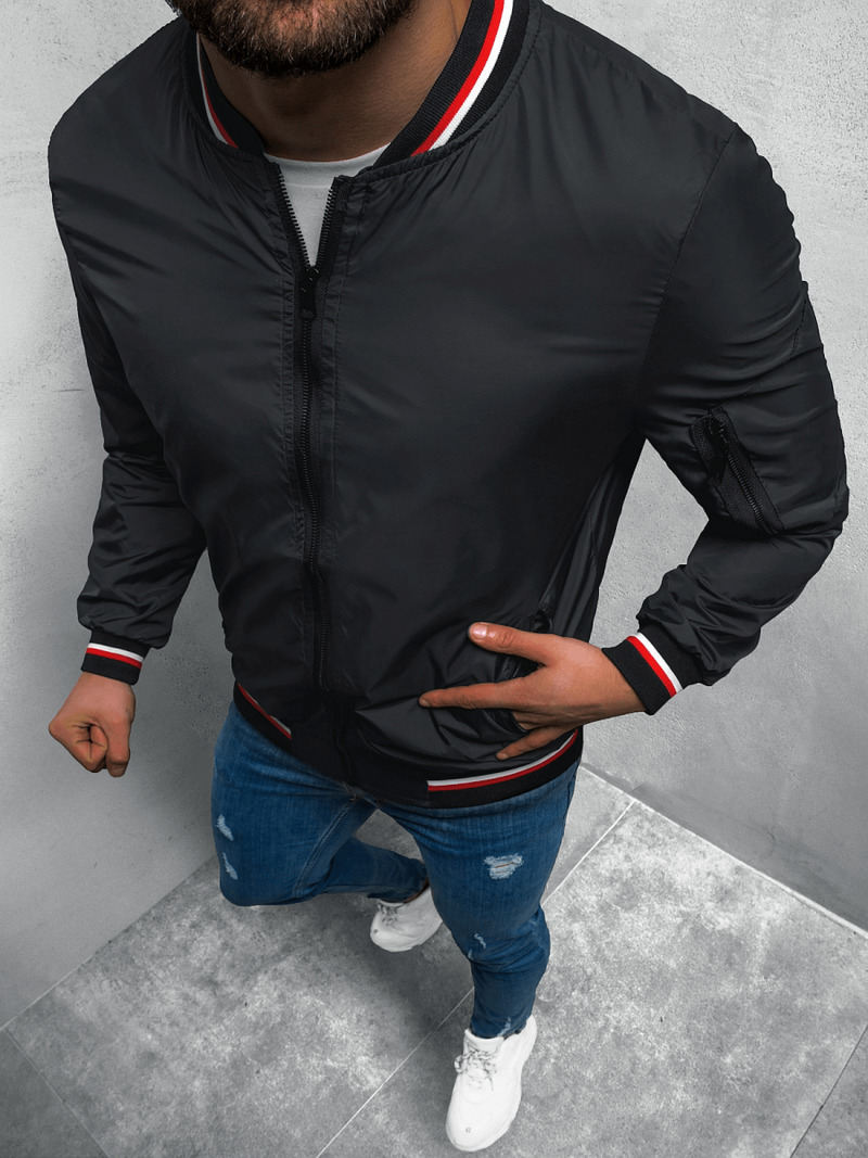 Ανδρικό μπουφάν bomber μαύρο OZONEE JS/M10290