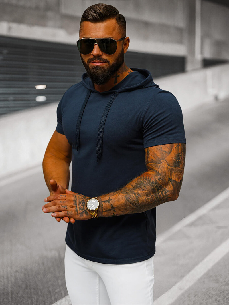 Ανδρικό μπλουζάκι ναυτικό μπλε OZONEE JS/8T89/25