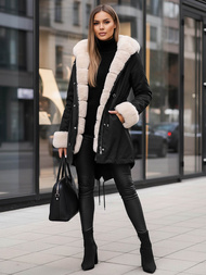 Γυναικείο χειμερινό μπουφάν mαύρος OZONEE JS/M763/392Z