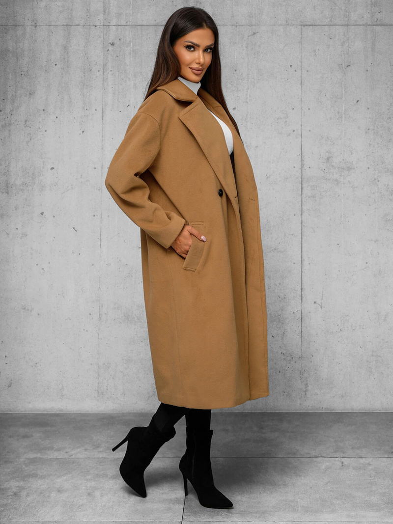 Γυναικείο παλτό kαμήλα OZONEE JS/11Z8161