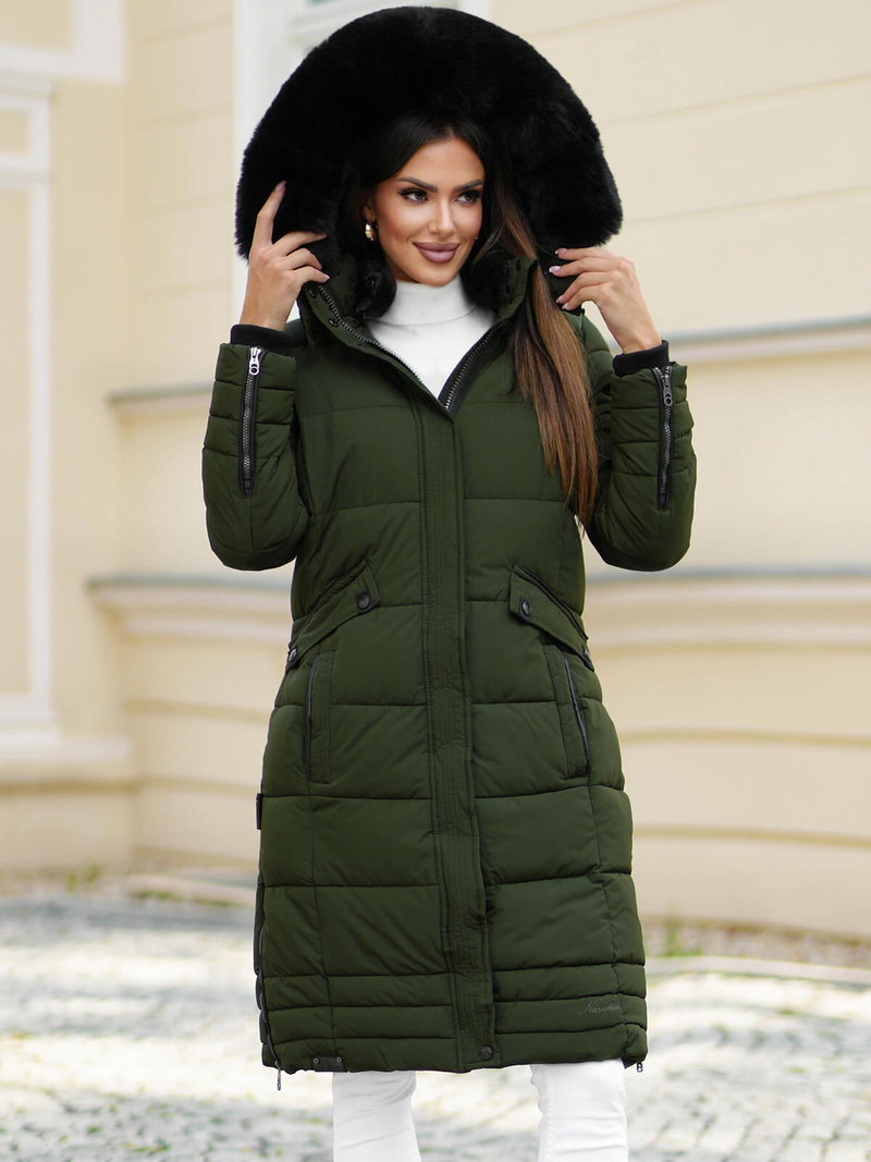 Γυναικείο μπουφάν χακί OZONEE O/W377Z