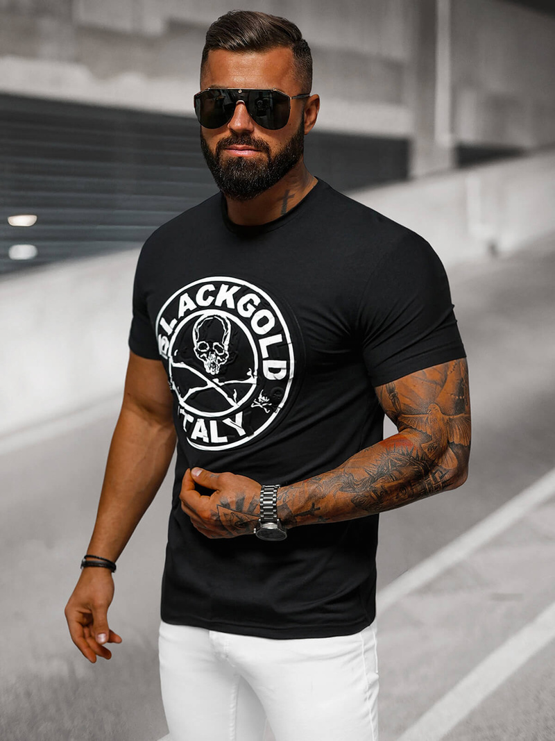 Ανδρικό μπλουζάκι μαύρο OZONEE NB/MT3074