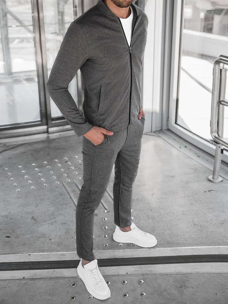 Ανδρικό σετσκούρο- μπουφάν και παντελόνι chino γραφίτη OZONEE DJ/5620