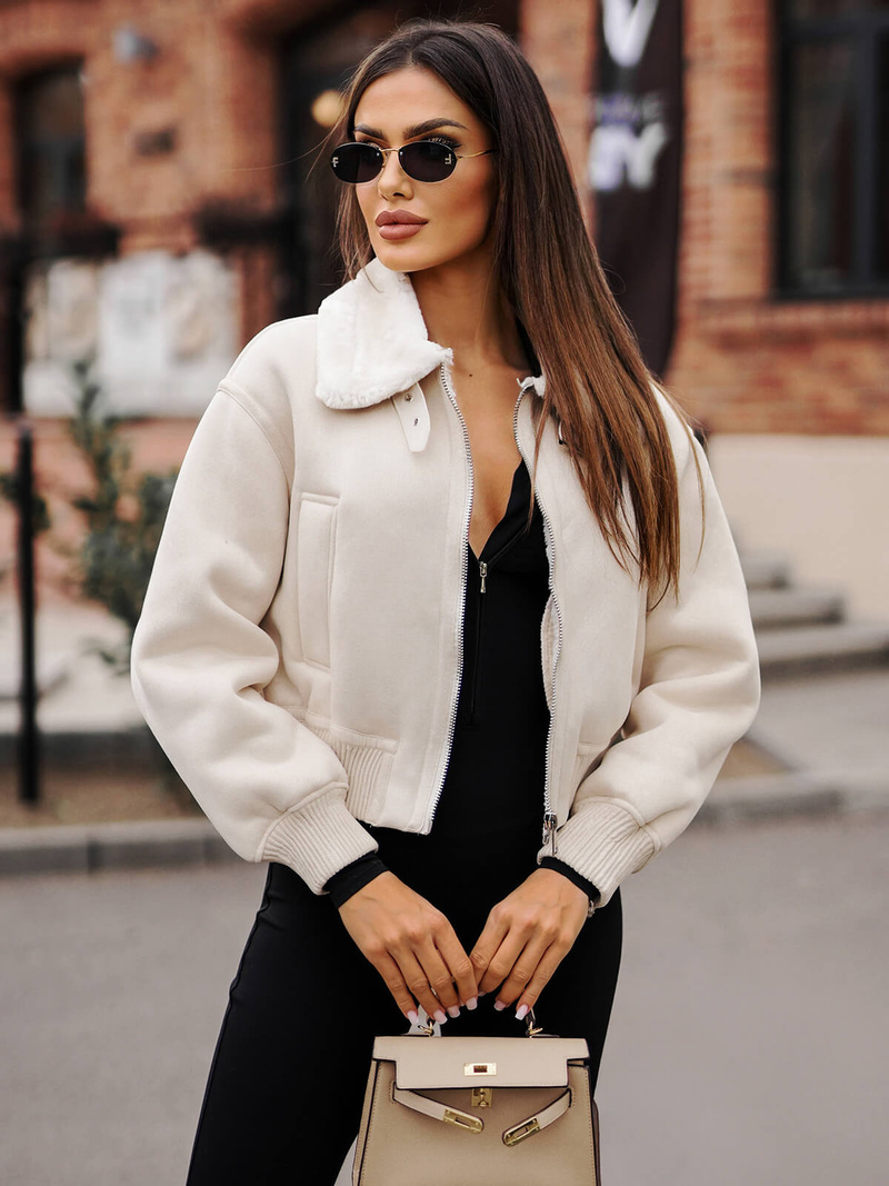 Γυναικείο μπουφάν eκρού OZONEE O/81326