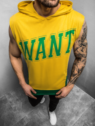 Ανδρικό μπλουζάκι με κουκούλα κίτρινο OZONEE B/60042Z