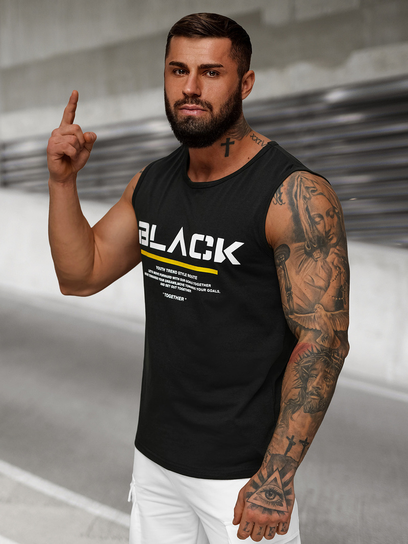 Ανδρικό αμάνικο μπλουζάκι mαύρος OZONEE JS/8B1712/3