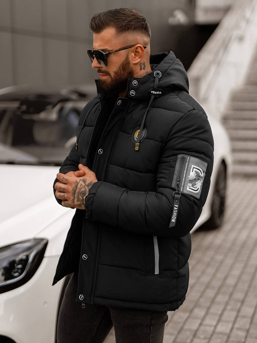 Ανδρικό μπουφάν mαύρος OZONEE JS/57M7503/392Z