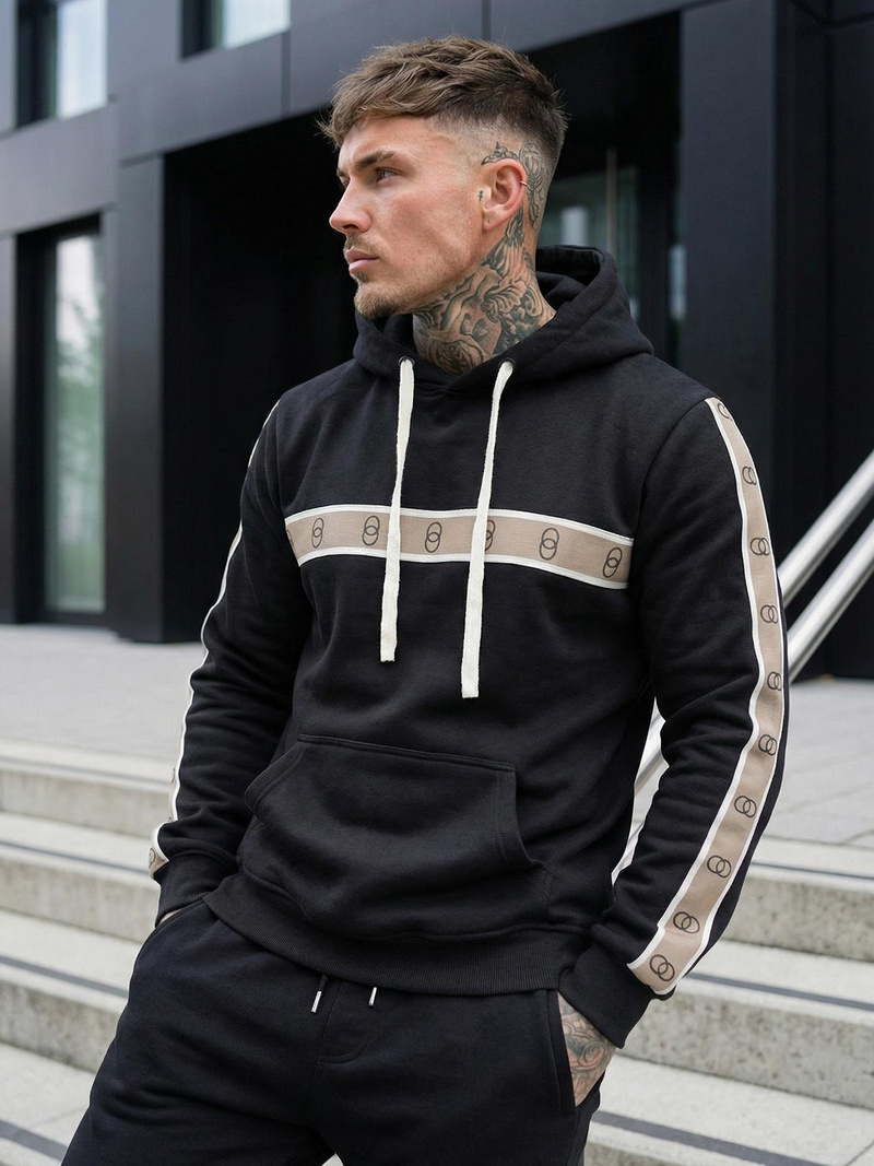 Ανδρικό Φούτερ με Κουκούλα μαύρο OZONEE JS/8B1729/3Z